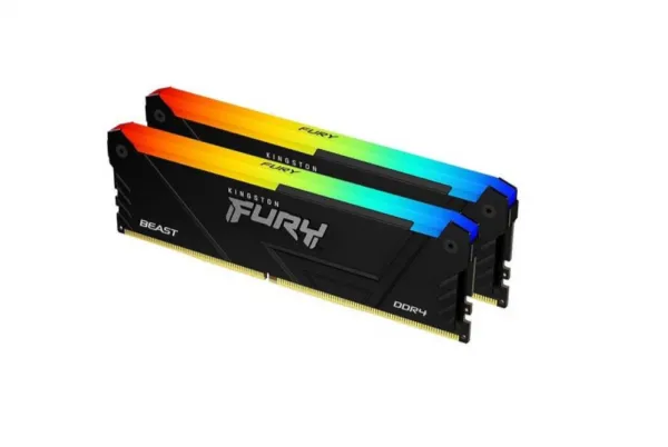 Kingston DDR4 32GB 2x16GB 3200MHz FURY BEAST RGB, Non-ECC UDIMM, CL16 1.35V, 288-Pin 1Rx8, Memory Kit, w/RGB Heatsink, XMP ( KF432C16BB2AK2/32 )