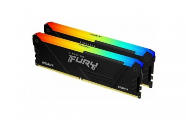Kingston DDR4 16GB (2x8GB) 3600MHz FURY BEAST RGB, Non-ECC UDIMM, CL17 1.35V, 288-Pin 1Rx8, Memory kit, w/RGB Heatsink, XMP ( KF436C17BB2AK2/16 )