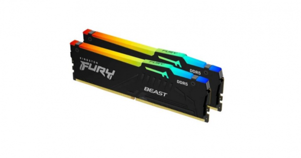Kingston DDR5 32GB (2x16GB) 6000MT/s FURY BEAST RGB, Non-ECC UDIMM, CL36 1.35V, 288-Pin 1Rx8, Black, Memory Kit, w/RGB Heatsink, XMP & EXPO ( KF56