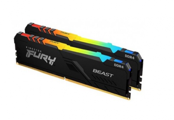 Kingston DDR4 64GB (2x32GB) 3600MHz FURY BEAST RGB, Non-ECC UDIMM, CL18 1.35V, 288-Pin 2Rx8, Memory kit, w/RGB Heatsink, XMP ( KF436C18BB2AK2/64 )