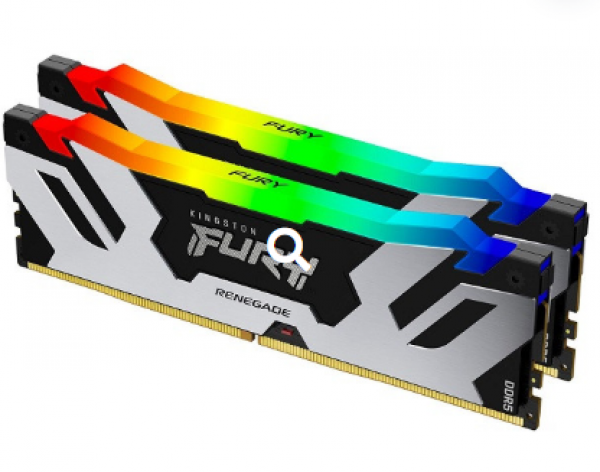 Kingston DDR5 96GB (2x48GB) 6400MHz  FURY RENEGADE RGB, Non-ECC UDIMM, CL32 1.4V, 288-pin 2Rx8, Silver/Black, Memory Kit, w/RGB Heatsink, XMP ( KF5