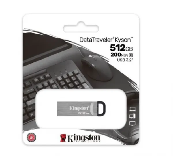 Kingston 512GB USB Flash Drive, USB 3.2 Gen.1, DataTraveler Kyson, Read up to 200MB/s, Write up to 60MB/s ( DTKN/512GB )