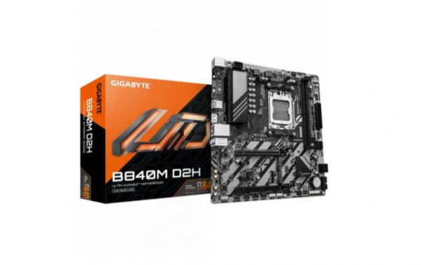 GIGABYTE AM5, AMD B840 Chipset, 2x DDR5 DIMM, Ultra-Fast Storage : 2*M.2 slots, including 1* PCIe 4.0 x4 ( B840M D2H )