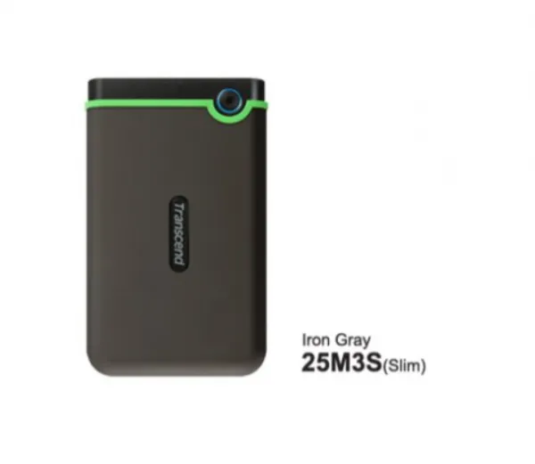 Transcend External HDD 1TB Slim form factor, M3S, USB 3.1, 2.5, Anti-shock system, Backup software, 185g, Iron gray (Slim) ( TS1TSJ25C3S )