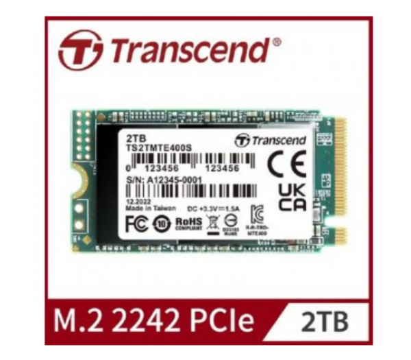 Transcend 2TB, M.2 2242, PCIe Gen3x4, NVMe, SATA3 M Key, 3D NAND, DRAM-less, Read up to 2000 MB/s, Write up to 1700 MB/s, Single-sided ( TS2TMTE400S