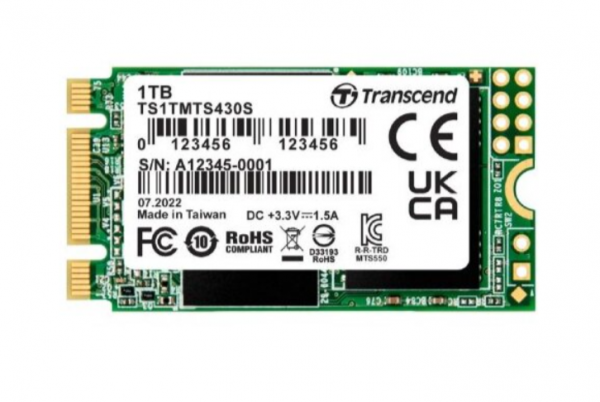 1TB, M.2 2242 SSD, SATA3 B+M Key, TLC ( TS1TMTS430S ) 