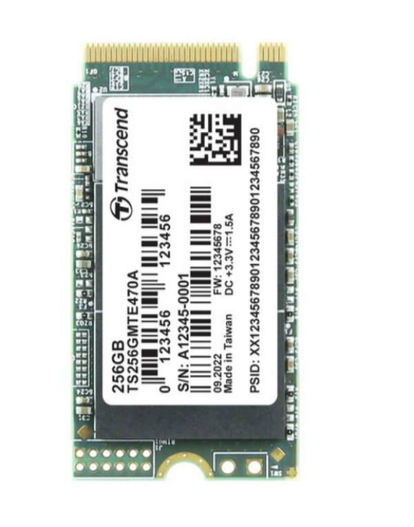 Transcend M.2 NVMe 256GB, 2242, PCIe Gen 3x4, 3D NAND, DRAM-less, Read up to 2000MB/s, Write up to 1700 MB/s, Single-sided, Tray pack ( TS256GMTE470A