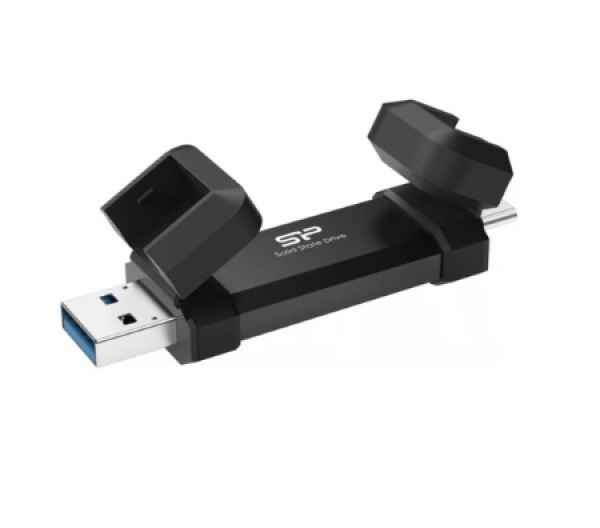 Silicon Power Portable Stick-Type SSD 500GB, DS72, USB 3.2 Gen 2 Type-A & Type-C, Read up to 1050MB/s, Write up to 850MB/s, Black ( SP500GBUC3S72VPK )