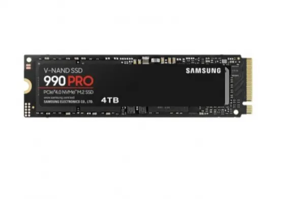 Samsung M.2 NVMe 4TB SSD, 990 PRO, PCIe Gen4.0 x4, Read up to 7450 MB/s, Write up to 6900 MB/s (single sided), 2280 ( MZ-V9P4T0BW )