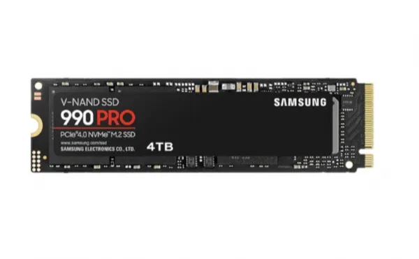 Samsung M.2 NVMe 4TB SSD, 990 PRO, PCIe Gen4.0 x4, Read up to 7450 MB/s, Write up to 6900 MB/s, 2280, w/Heatsink ( MZ-V9P4T0CW )