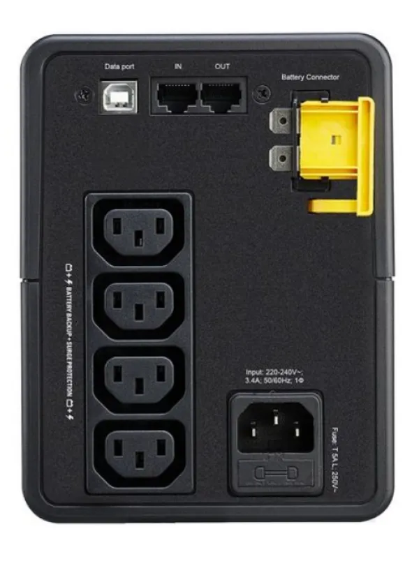 APC Back-UPS 750VA, Line Interactive, Tower, 750VA/410W, 230V, AVR, 4x Schuko, PF 0.63 (Full load), Battery 9Ah (RBC17), Line Protection RJ