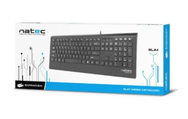 NATEC BARRACUDA, Slim Multimedia Keyboard US, USB, Black ( NKL-0876 )
