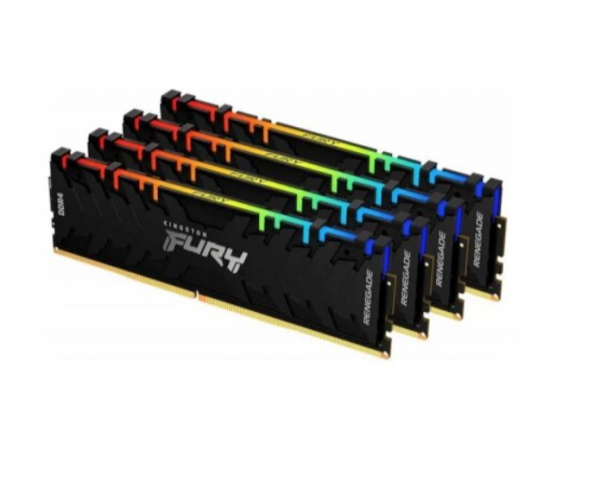 Kingston DDR4 128GB (4x32GB) 3600MHz FURY RENEGADE RGB, Non-ECC UDIMM, CL18 1.35V, 288-Pin 2Rx8, Memory Kit, w/RGB Heatsink, XMP ( KF436C18RB2AK4/