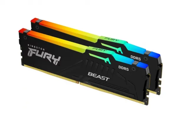 DDR5 32GB (2x16GB) 6000MHz [FURY BEAST RGB], Non-ECC UDIMM, CL30 1.4V, 288-Pin 1Rx8, Black, Memory Kit, w/RGB Heatsink, XMP & EXPO ( KF560C