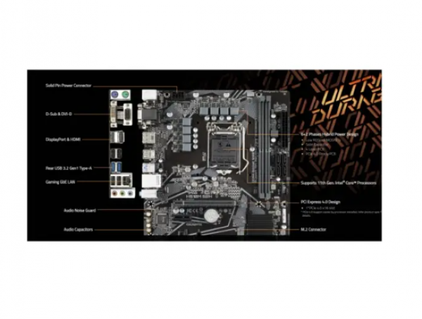 GIGABYTE Intel H510M Ultra Durable Motherboard with 6+2 Phases Digital VRM, PCIe 4.0* Design, Realtek 8118 Gaming LAN, 4 Display Interfaces Support