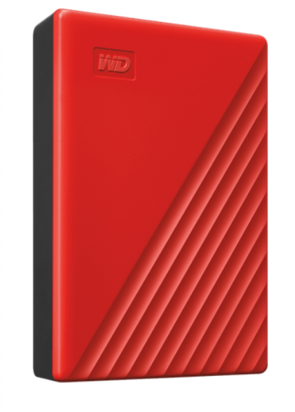 WD External HDD 4TB, USB3.2 Gen 1 (5Gbps), My Passport, Red ( WDBPKJ0040BRD-WESN )