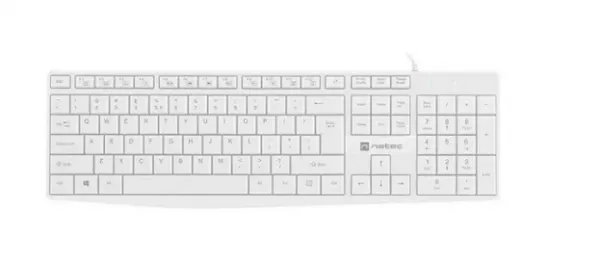 NAUTILUS, Slim Multimedia Keyboard US, Spill Proof, USB, White ( NKL-1951 ) 