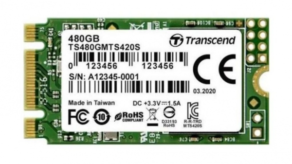 480GB, M.2 2242, PCIe Gen3x4, NVMe, SATA3 B+M Key, TLC, DRAM-less, Read up to 530MB/s, Write up to 480 MB/s, Single-sided ( TS480GMTS420S )