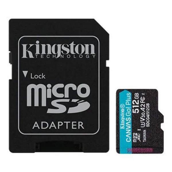 KINGSTON Memorijska kartica U3 V30 microSDXC 512GB Canvas Go Plus 200MB/s A2 + adapter SDCG4/512GB