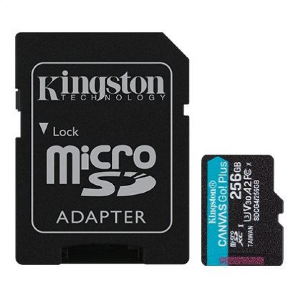 KINGSTON Memorijska kartica U3 V30 microSDXC 256GB Canvas Go Plus 200MB/s A2 + adapter (SDCG4/256GB)