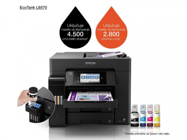 EPSON EcoTank L6570 Wi-Fi Duplex Multifunction ADF InkTank