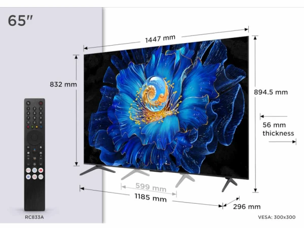 Televizor TCL 65C6KS/MiniLED/65''/4K/60Hz/Google TV/crna