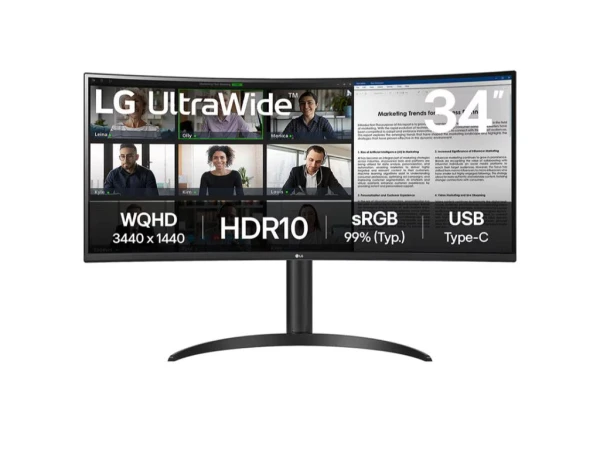 Monitor LG 34WR55QK-B 34''/VA,zakrivljen,21:9/3440x1440/100Hz/5ms GtG/HDMIx2,DP,USB/visina/VESA/crna