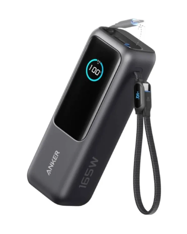 ANKER Power Bank sa ugrađenim USB-C kablom na izvlačenje crni  25000mAh, 165W