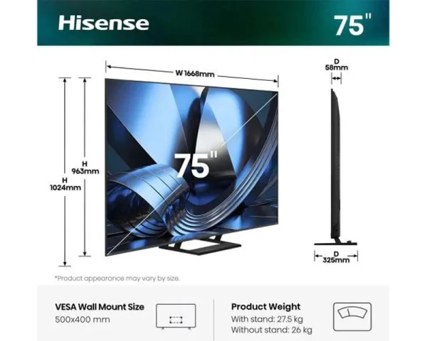 HISENSE 75 inča 75U7SE ULED Mini-LED 4K UHD Smart TV 