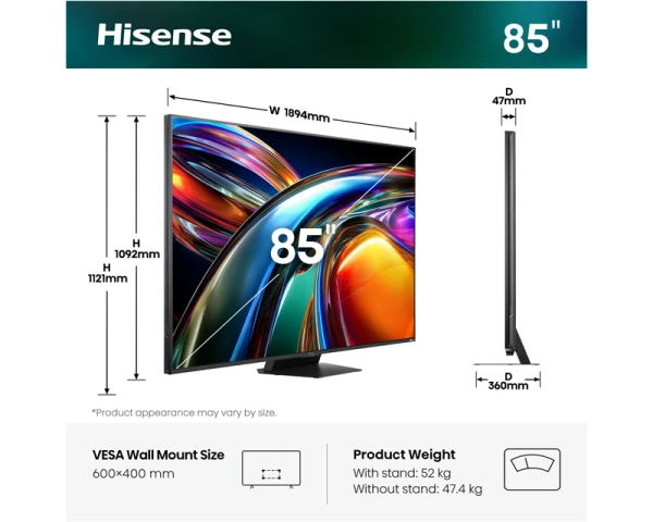 HISENSE 85 inča 85UR9S ULED RGB Mini LED 4K UHD Smart TV