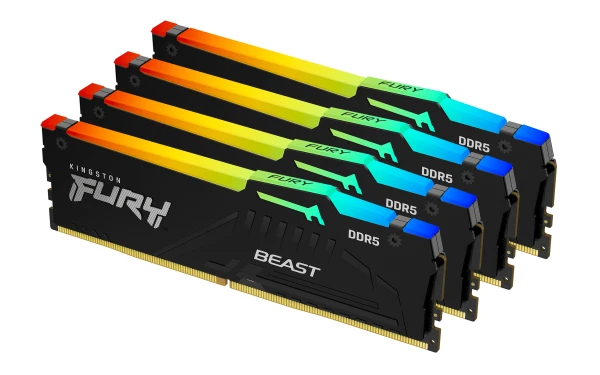 KINGSTON 64GB (4x16GB) DDR5 6000MT/s CL40 FURY Beast Black RGB XMP (KF560C40BBAK4-64)
