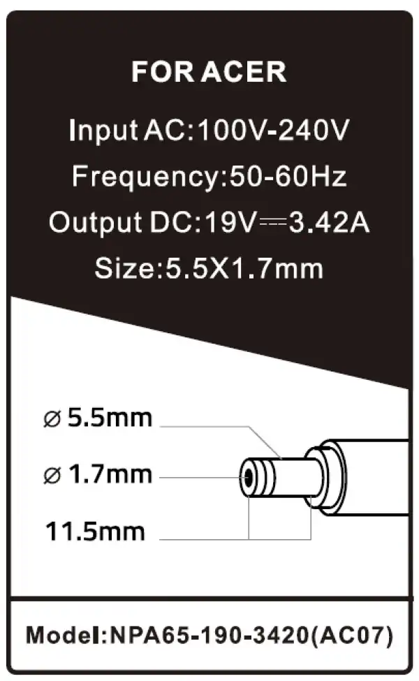 NPA65-190-3420 (AC07) ** Gembird punjac za laptop 65W-19V-3.42A, 5.5x1.7mm yellow (661 Alt=AC09)