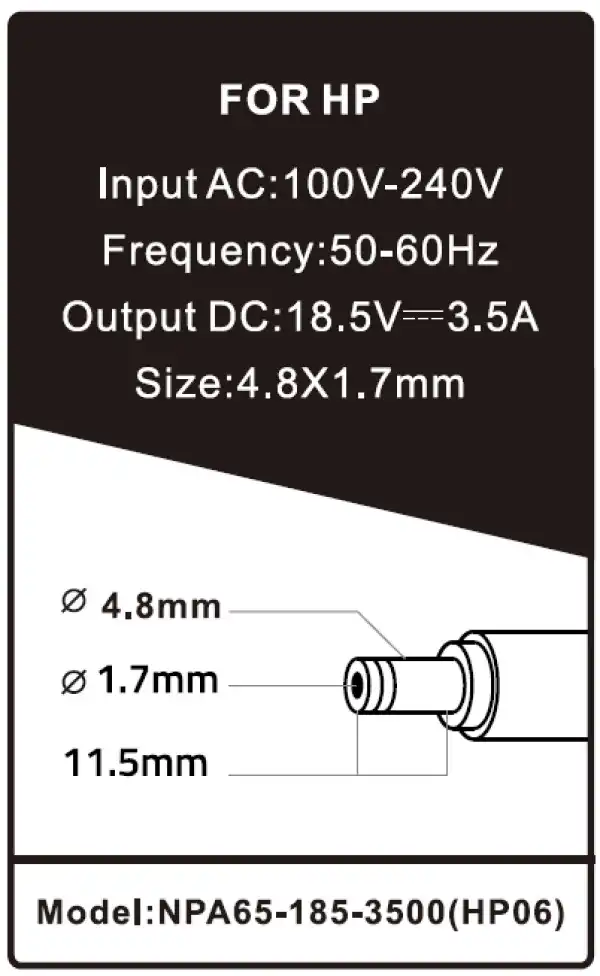 Gembird NPA65-185-3500 (HP06) ** punjac za laptop 65W-18.5V-3.5A, 4.8x1.7mm yellow (661)