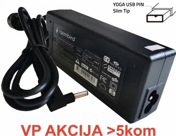 NPA40-200-2250 (IB01) ** Gembird punjac za laptop 40W-20V-2.25A, USB Yellow PIN (791 Alt=IB04)