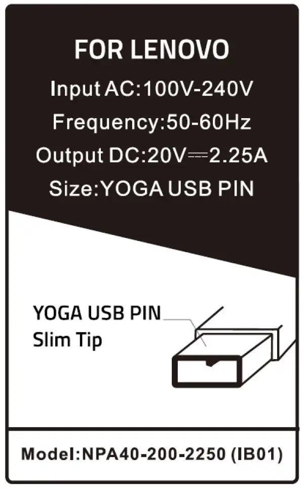 NPA40-200-2250 (IB01) ** Gembird punjac za laptop 40W-20V-2.25A, USB Yellow PIN (791 Alt=IB04)