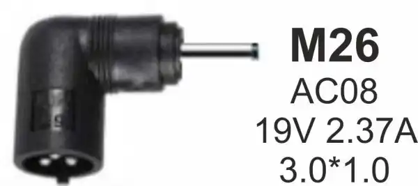 Gembird NPC-AC08 (M26) konektor za punjac 65W-19V-2.37A, 3.0*1.1mm