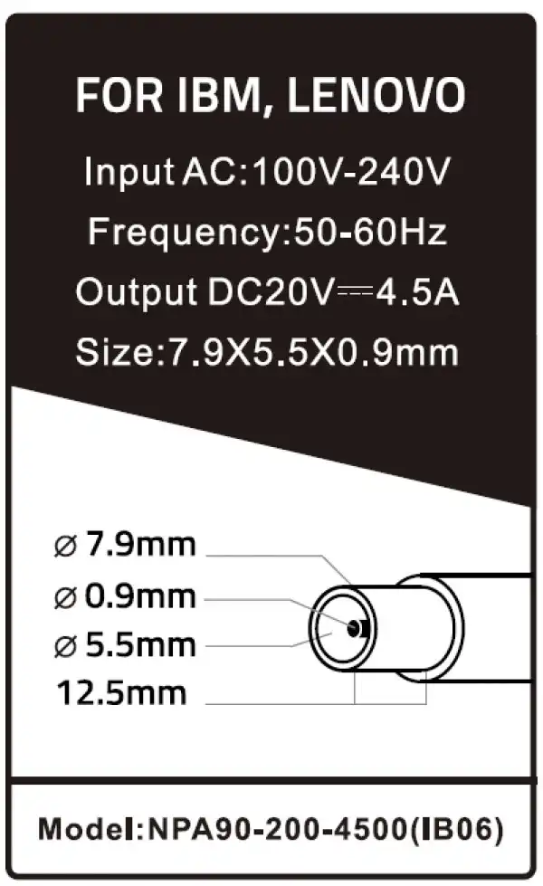 NPA90-200-4500 (IB06) ** Gembird punjac za laptop 90W-20V-4.5A, 7.9x5.5mm yellow PIN (661)