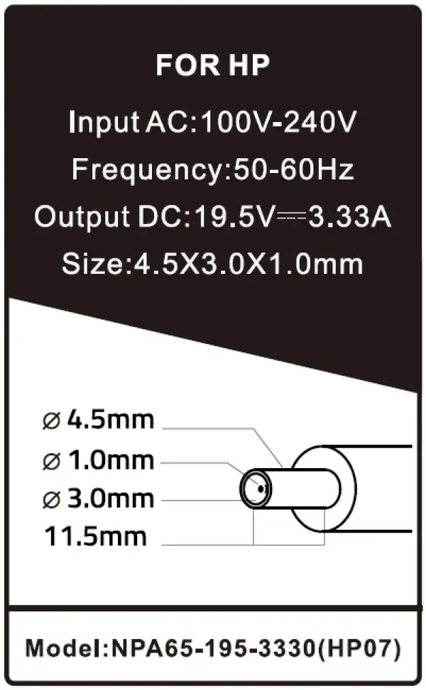 NPA65-195-3330 (HP07) ** Gembird punjac za laptop 65W-19.5V-3.33A, 4.5x3.0mm PIN blue(734 Alt=DE11)