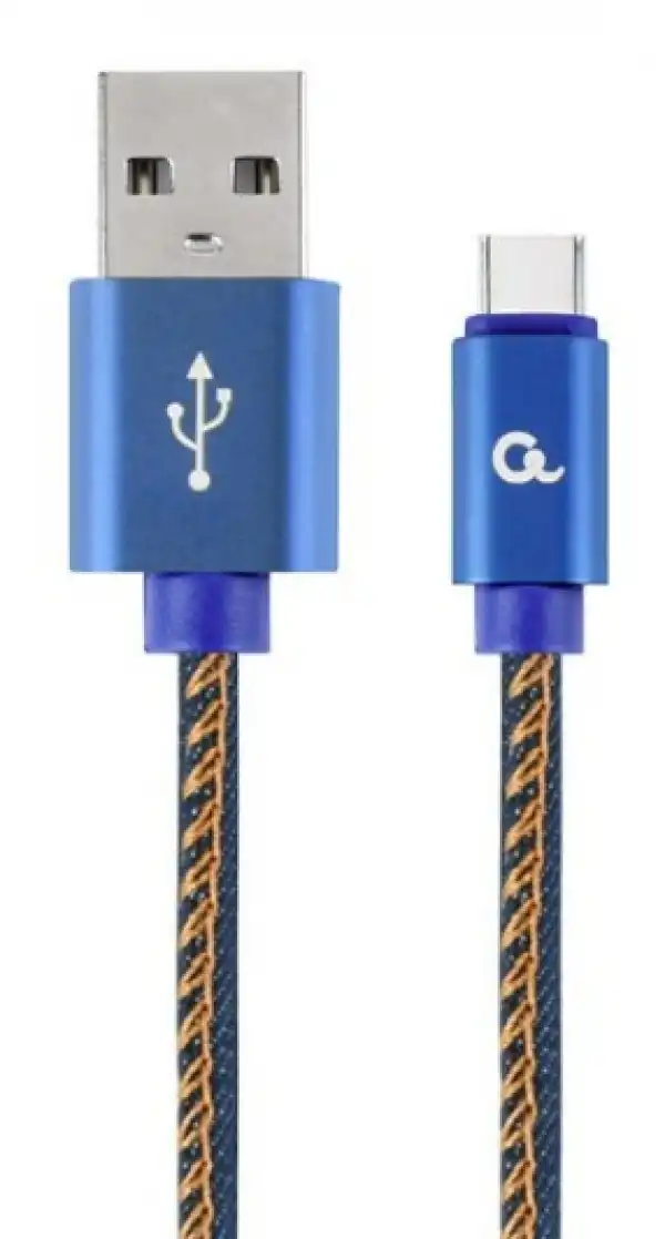 CC-USB2J-AMCM-2M-BL Gembird Premium jeans (denim) Type-C USB cable with metal connectors, 2 m, blue