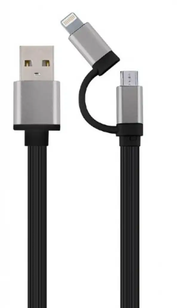 x-CC-USB2-AM8PmB-1M-SG Gembird USB charging combo cable, 1m, Black cord, Space Grey connector
