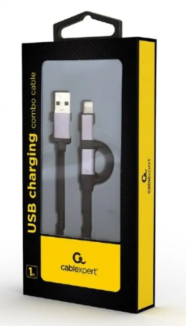x-CC-USB2-AM8PmB-1M-SG Gembird USB charging combo cable, 1m, Black cord, Space Grey connector