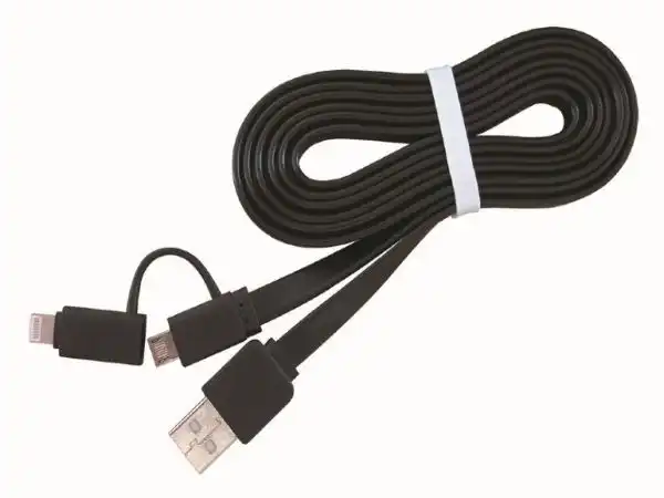CC-USB2-AMLM2-1M USB charging combo cable iPhones 8-pin + Micro USB, black, 1 m