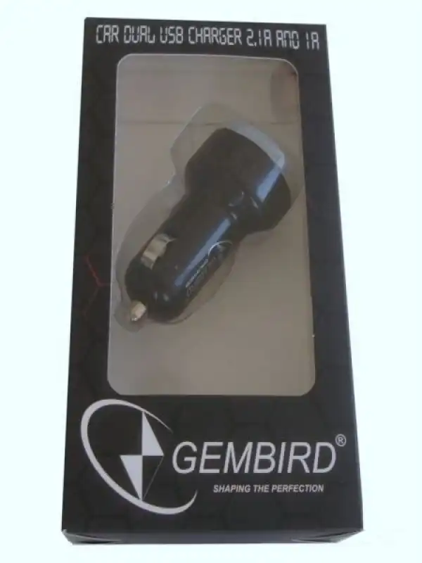 C04 * BLACK Gembird AUTO punjac za telefone i tablete 5v 2.1A+1A dual USB with light + micro1M(169)
