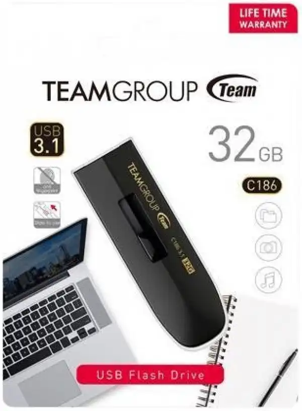 TeamGroup * 32GB C186 USB 3.1  BLACK TC186332GB01 (484)