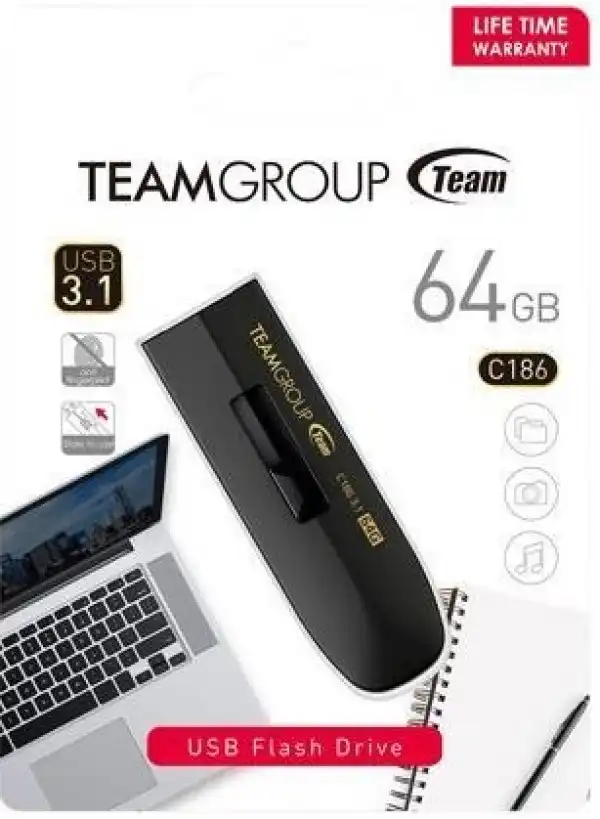 TeamGroup * 64GB C186 USB 3.1 BLACK TC186364GB01 (750)