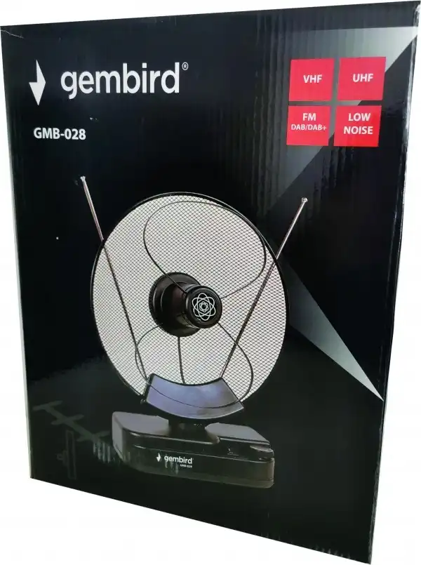 GMB-028 ** Gembird Antena sobna sa pojacalom, UHF/VHF, dobit 30dB, diam 31cm, 220v + 12V crna (679)