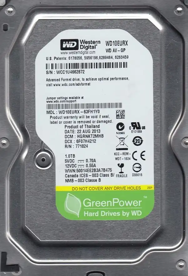 HDD 3.5'' ** 1TB WD10EURX WD AV-GP Green IntelliPower 64mb SATA3