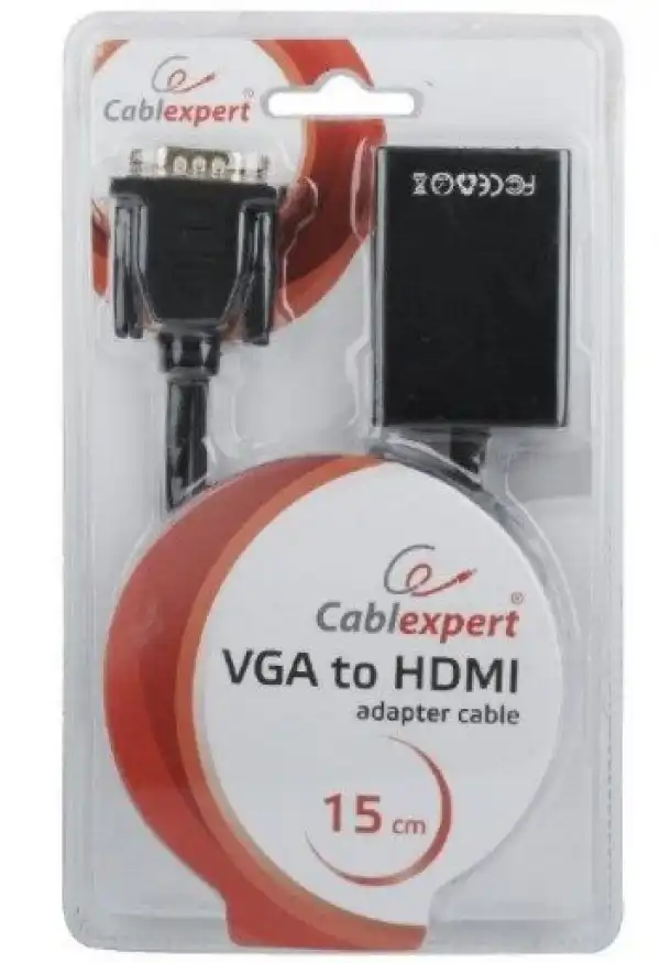 A-VGA-HDMI-01 Gembird VGA to HDMI and audio cable, single port, black WITH AUDIO