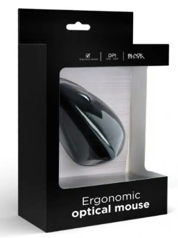 MUS-ERGO-01 Gembird Ergonomic 6-button optical mouse, black 95mm