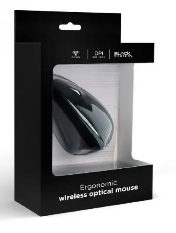 MUSW-ERGO-01 Gembird Bezicni Ergonomic 6-button optical mouse, black 95mm